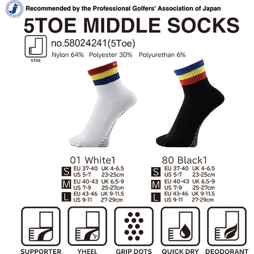 Dmyth Premium - Medium-Cut Striped Five-Toe Compression Socks